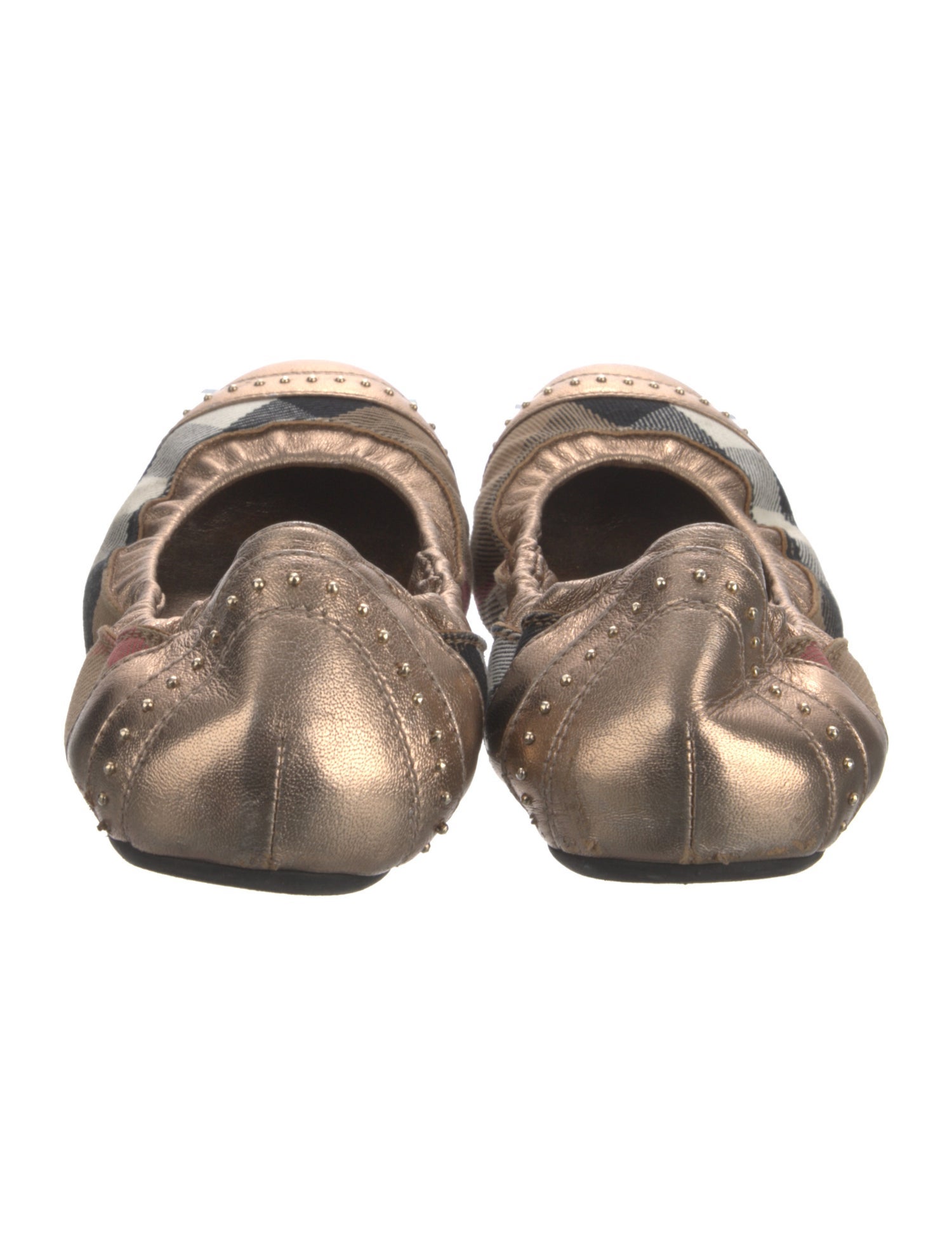 Burberry Exploded Check Pattern Leather Ballet Flats