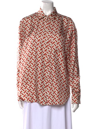 Burberry Printed Long Sleeve Button-Up Top