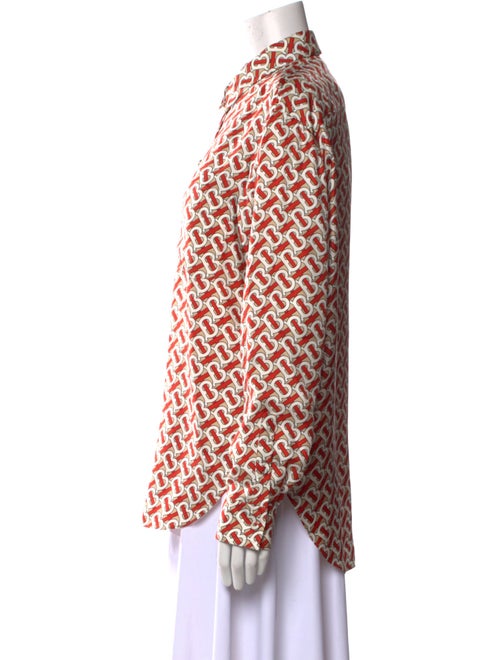 Burberry Printed Long Sleeve Button-Up Top