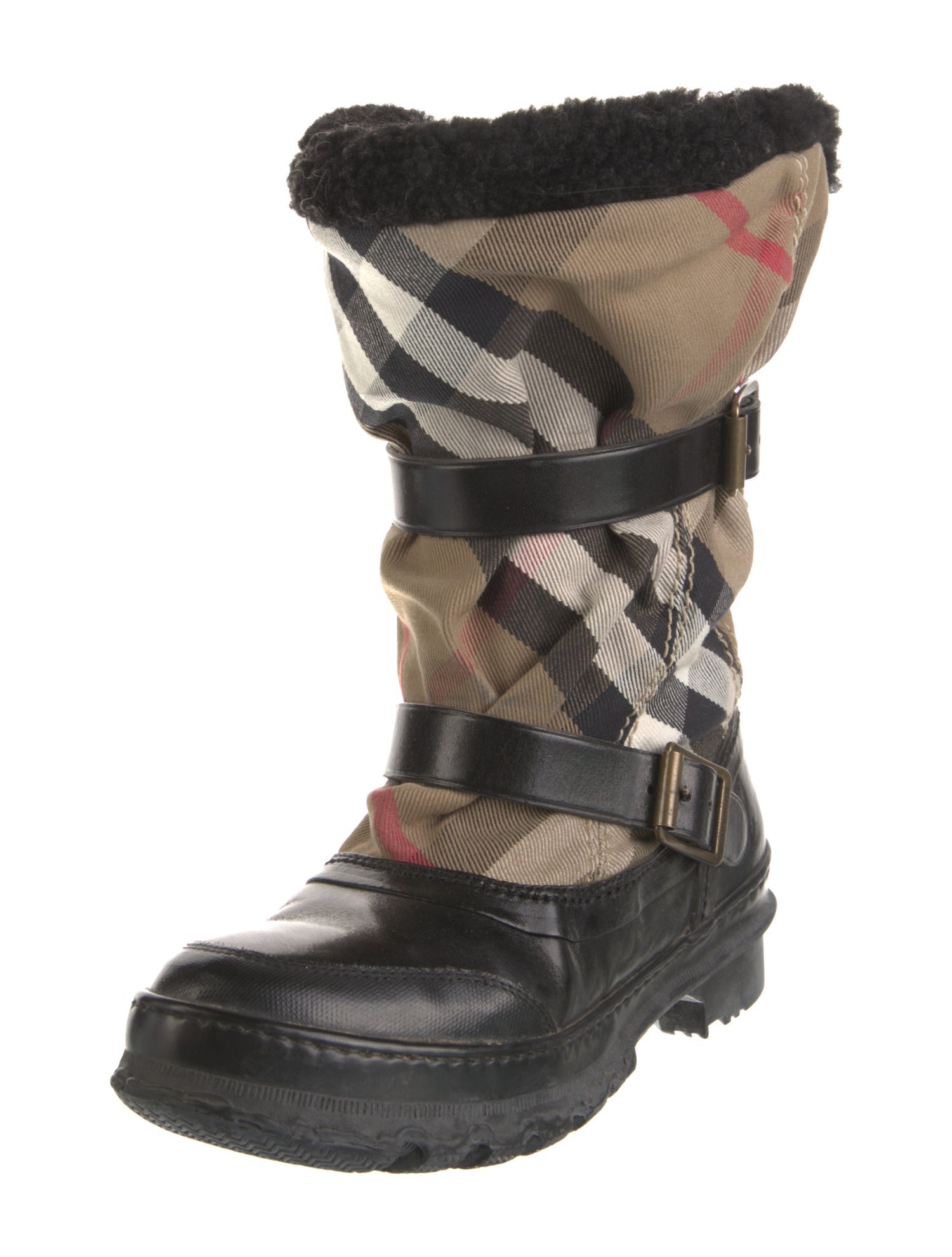 Burberry Nova Check Pattern Canvas Boots