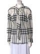 Burberry Plaid Print Long Sleeve Button-Up Top