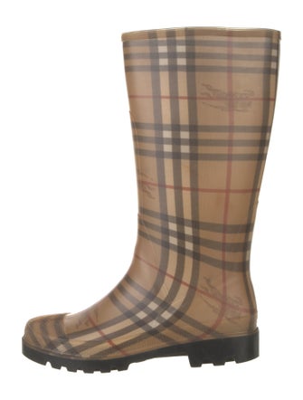 Burberry Haymarket Check Pattern Rubber Rain Boots