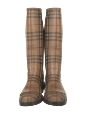 Burberry Haymarket Check Pattern Rubber Rain Boots