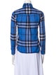 Burberry Plaid Print Three-Quarter Sleeve Button-Up Top