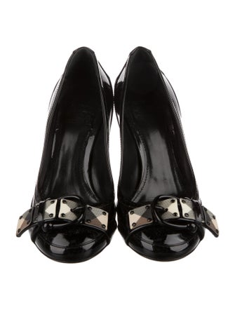 Burberry House Check Pattern Patent Leather Pumps