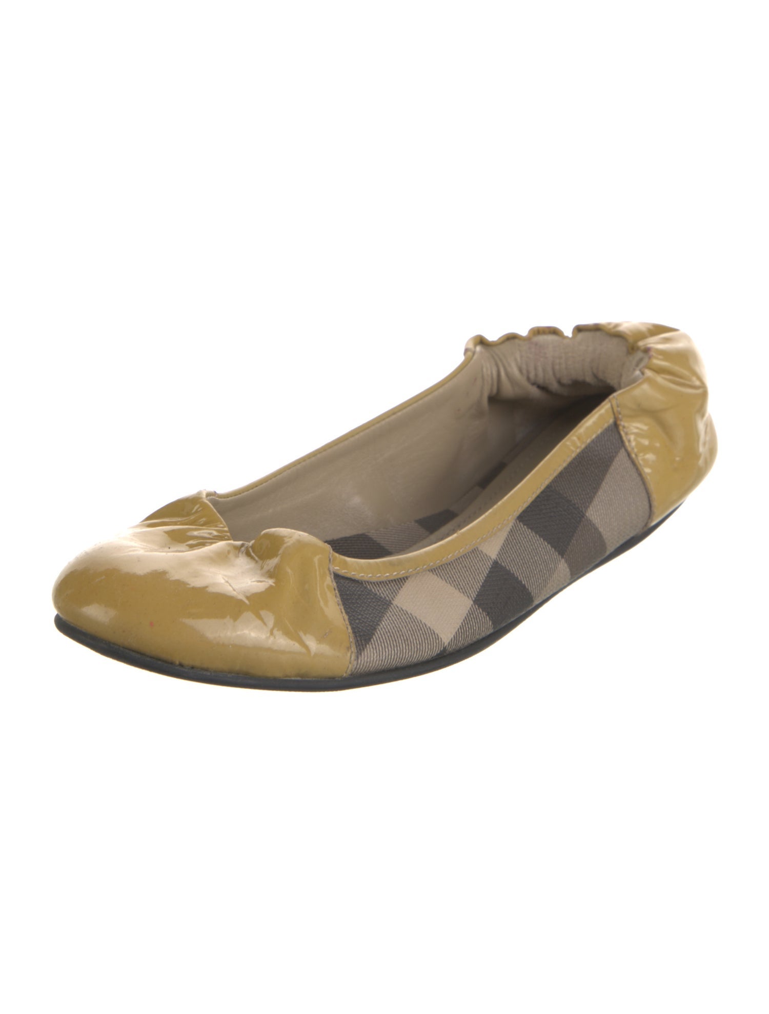 Burberry Printed Leather Trim Embellishment Ballet Flats
