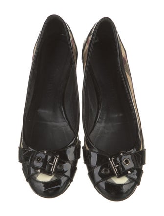 Burberry Patent Leather Graphic Print Ballet Flats