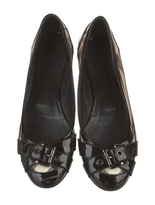 Burberry Patent Leather Graphic Print Ballet Flats
