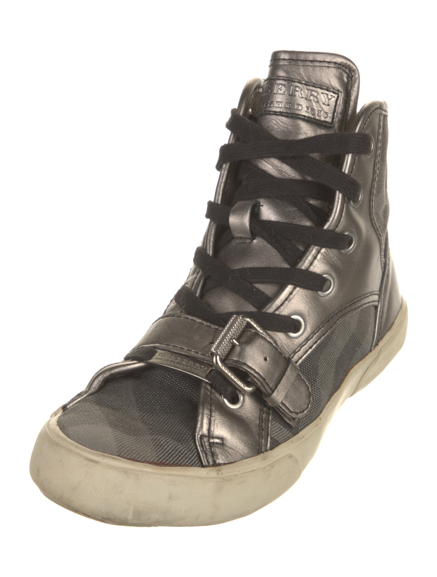Burberry Canvas Colorblock Pattern Wedge Sneakers
