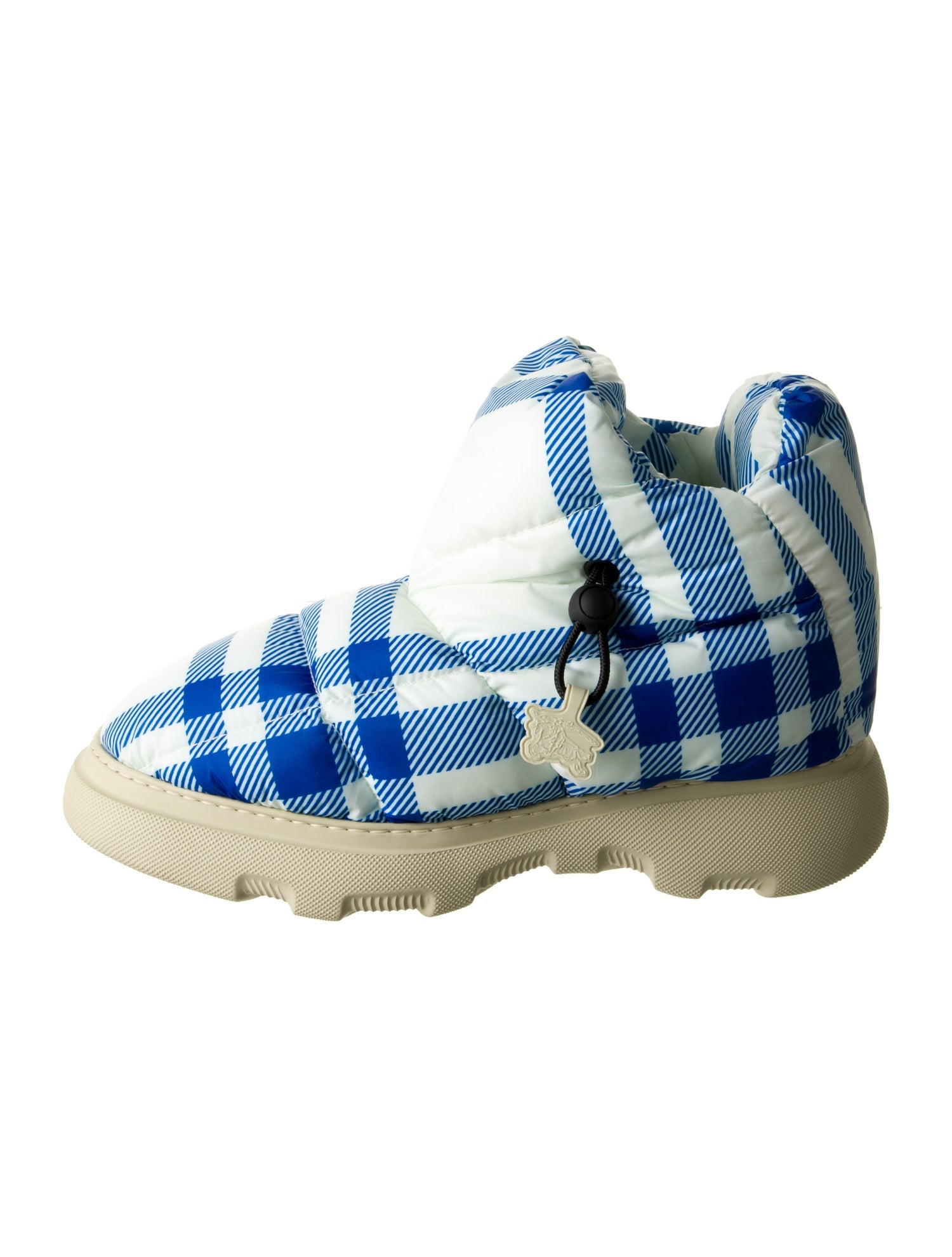 Burberry Nylon Plaid Print Hiking Boots