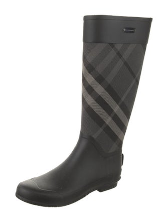 Burberry Rubber Plaid Print Rain Boots