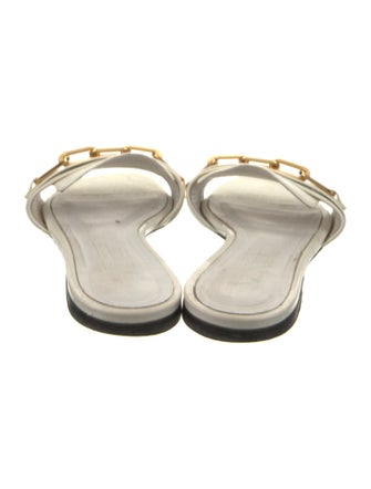 Burberry Patent Leather Chain-Link Accents Slides