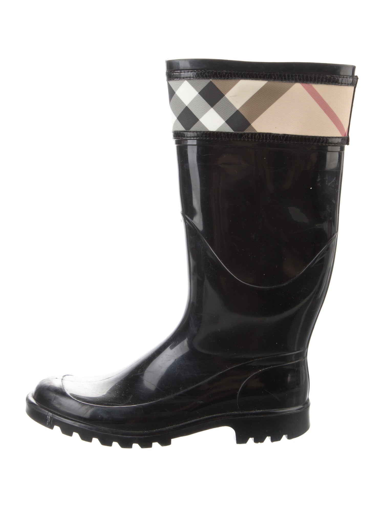 Burberry Nova Check Pattern Rubber Rain Boots