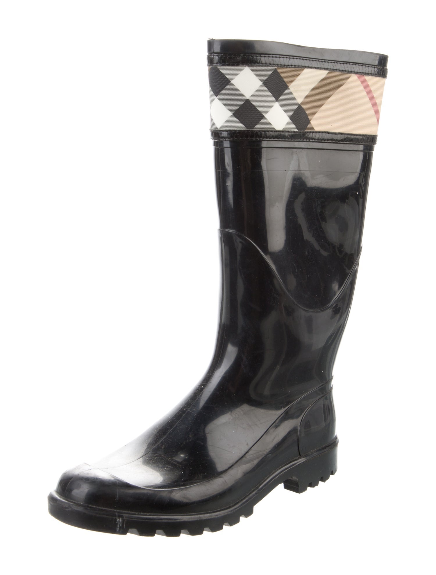 Burberry Nova Check Pattern Rubber Rain Boots