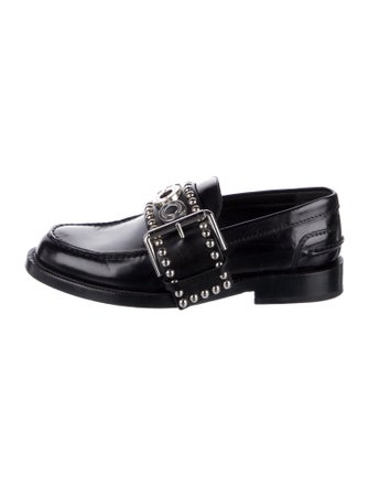 Burberry Leather Studded Accents Loafers