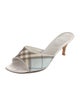 Burberry Nova Check Pattern Leather Trim Embellishment Slides