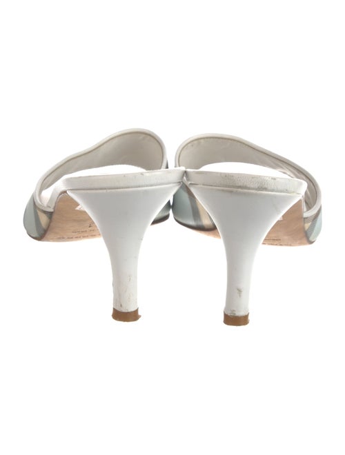 Burberry Nova Check Pattern Leather Trim Embellishment Slides