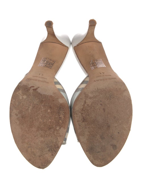 Burberry Nova Check Pattern Leather Trim Embellishment Slides