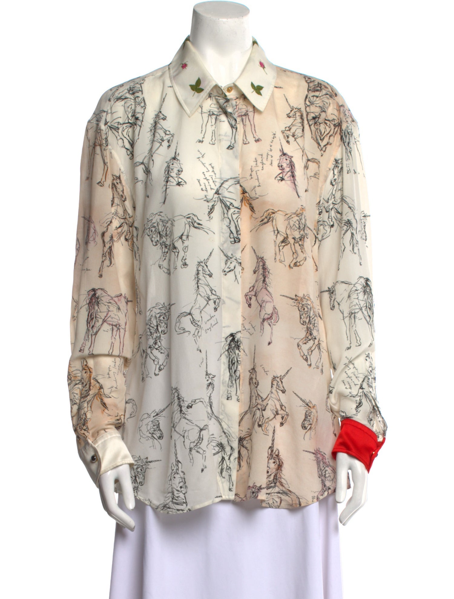 Burberry Silk Printed Button-Up Top