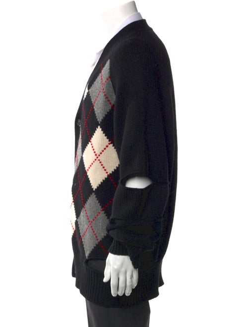 Burberry Merino Wool Plaid Print Cardigan