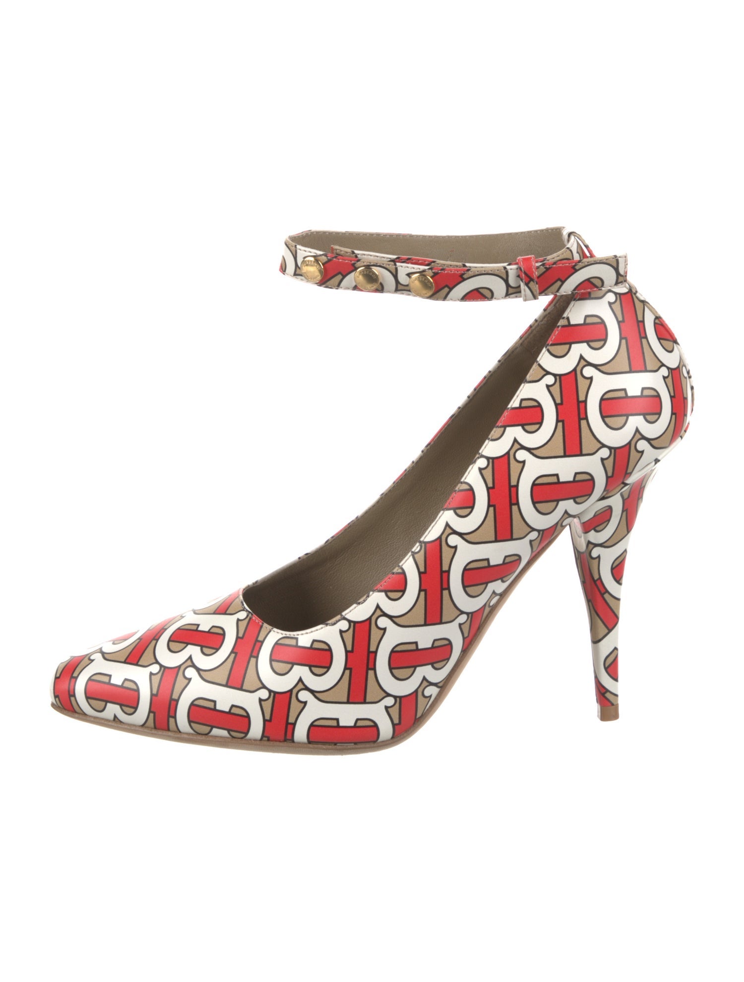 Burberry TB Monogram Leather Slingback Pumps