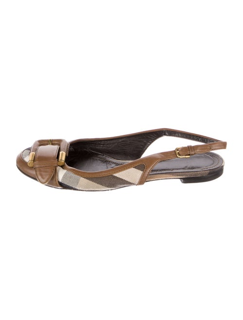 Burberry Nova Check Pattern Canvas Slingback Flats