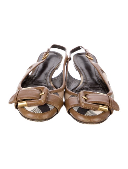 Burberry Nova Check Pattern Canvas Slingback Flats
