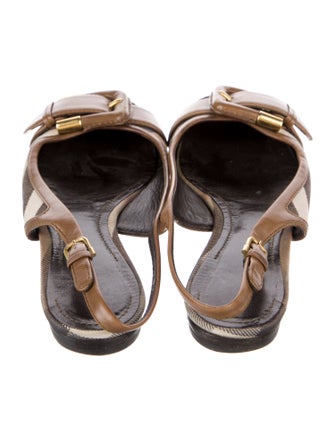 Burberry Nova Check Pattern Canvas Slingback Flats