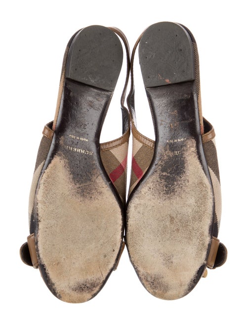 Burberry Nova Check Pattern Canvas Slingback Flats