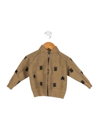 Burberry Boys' TB Monogram Wool Zip Up Jacket