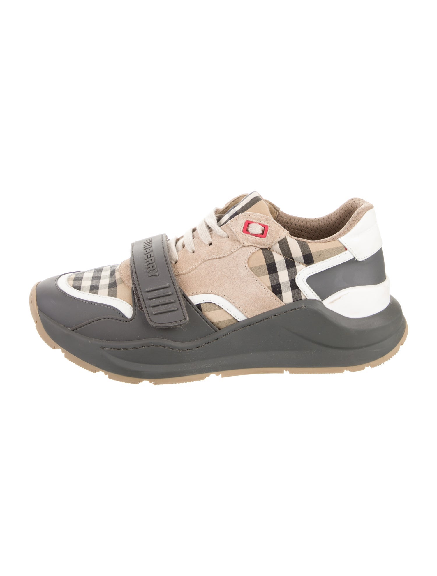 Burberry Nova Check Pattern Suede Sneakers