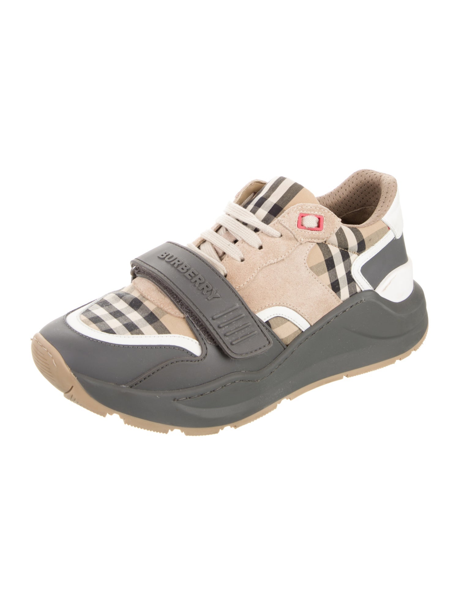 Burberry Nova Check Pattern Suede Sneakers