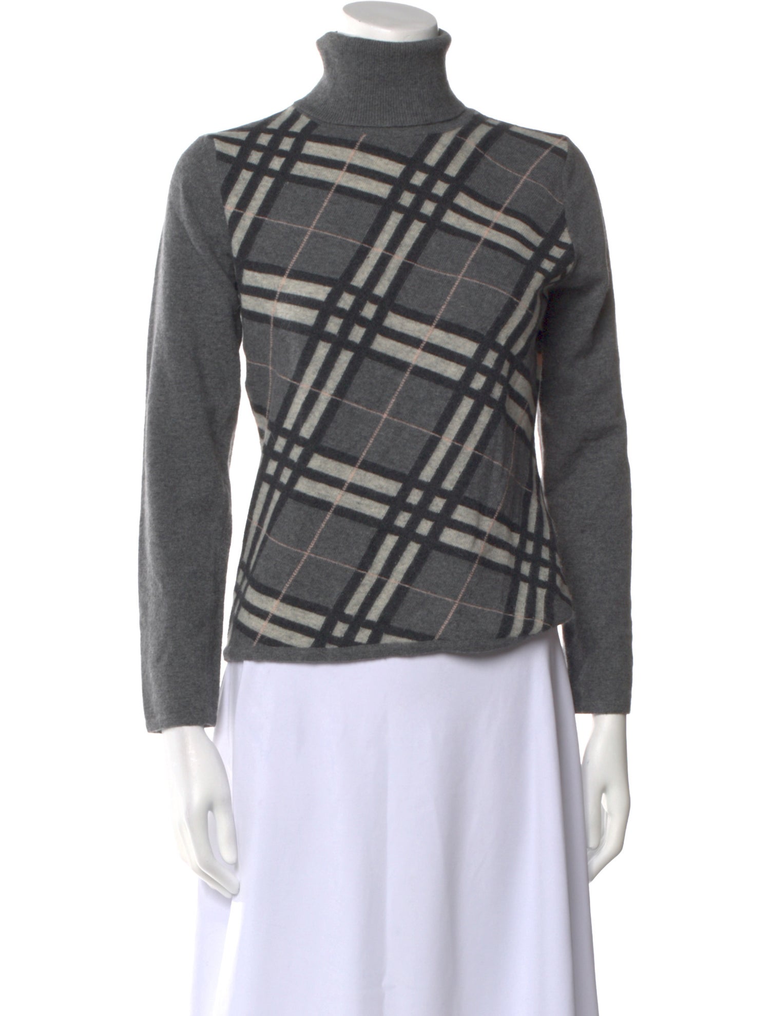 Burberry Merino Wool Plaid Print Sweater