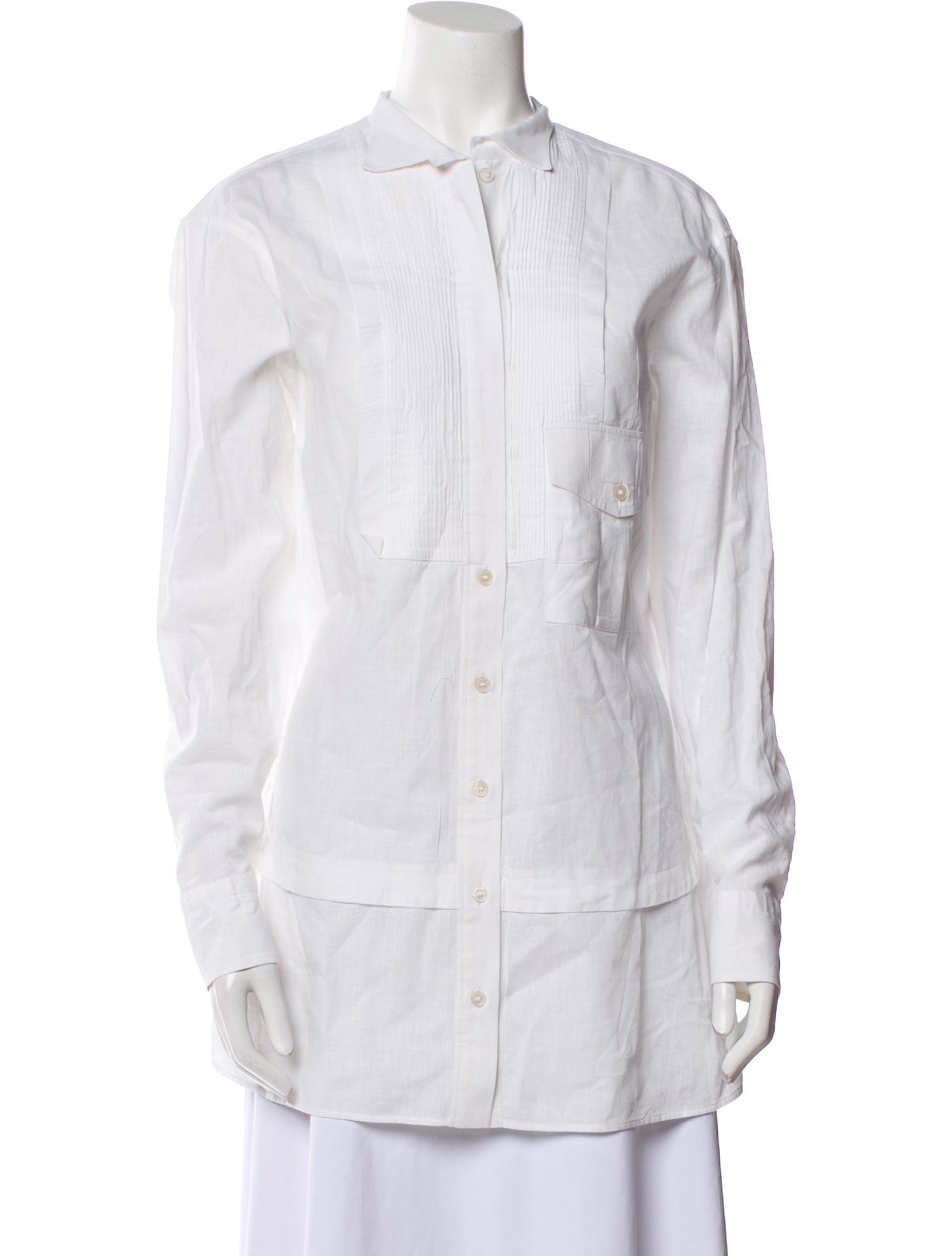 Burberry Linen Long Sleeve Button-Up Top
