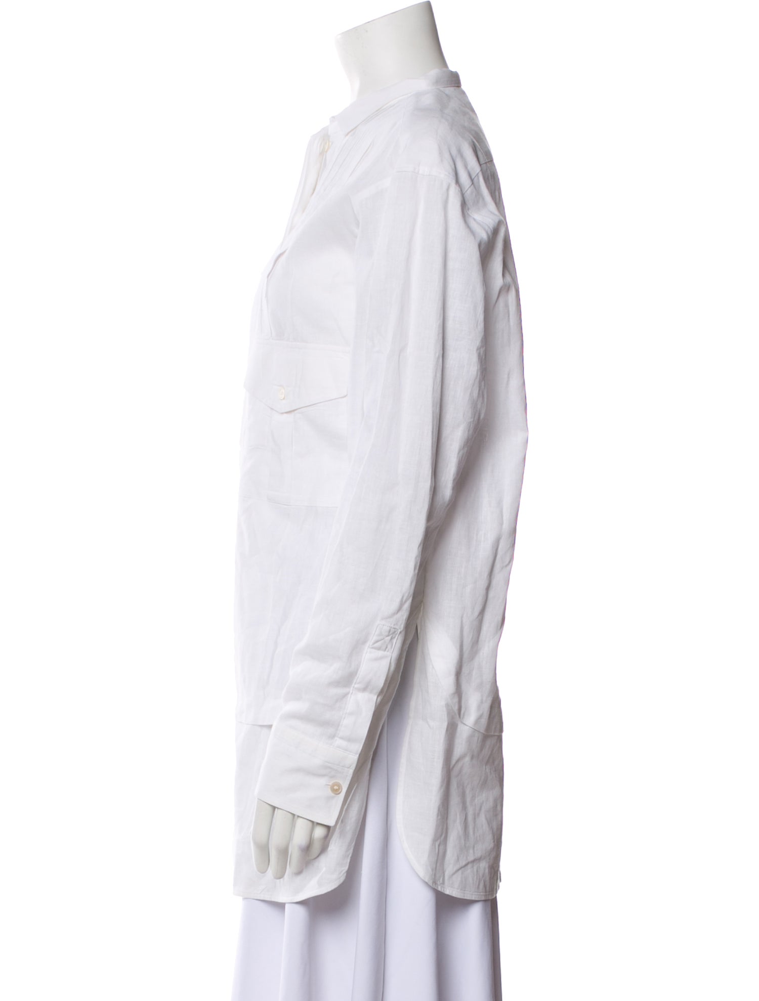 Burberry Linen Long Sleeve Button-Up Top