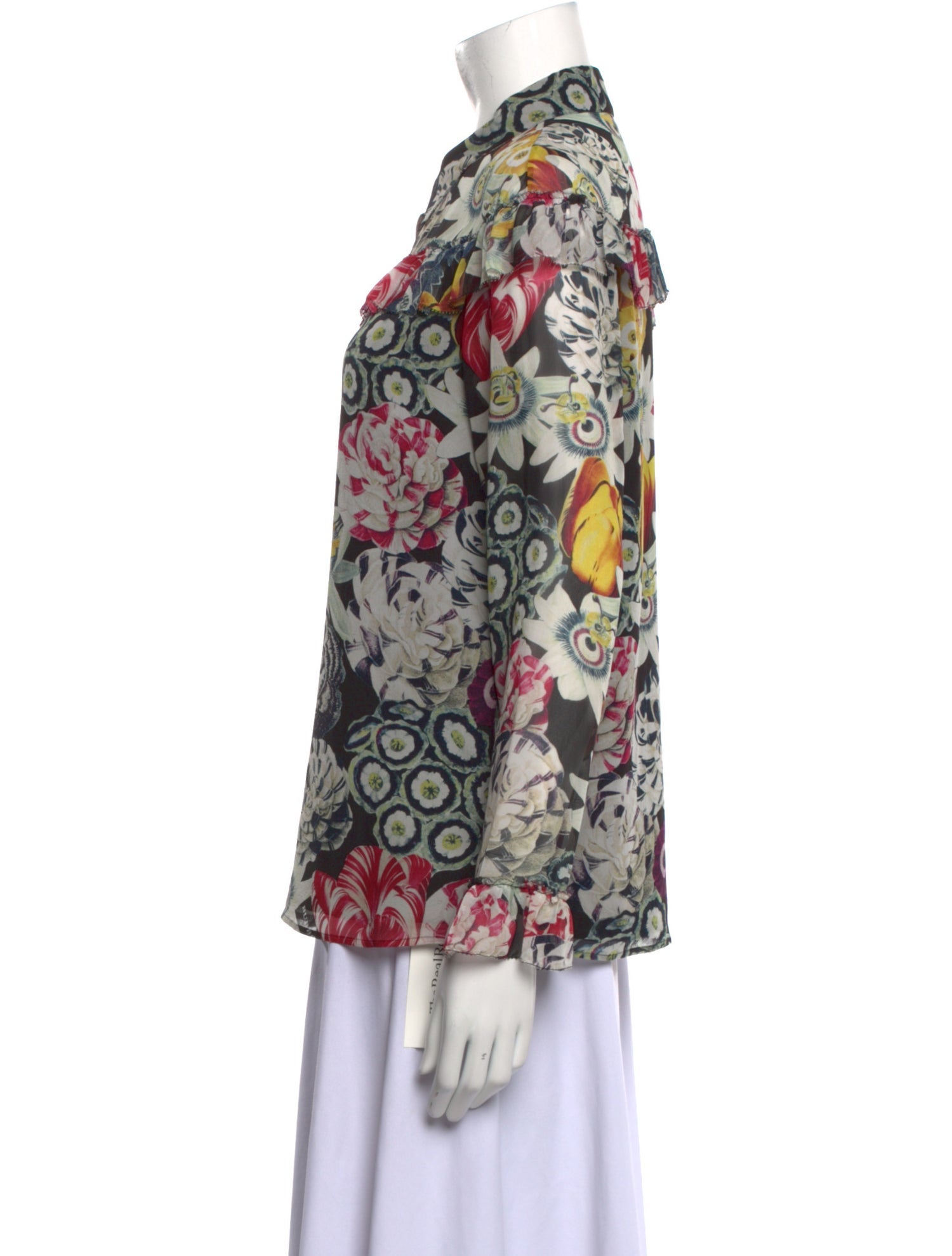 Burberry Silk Floral Print Button-Up Top