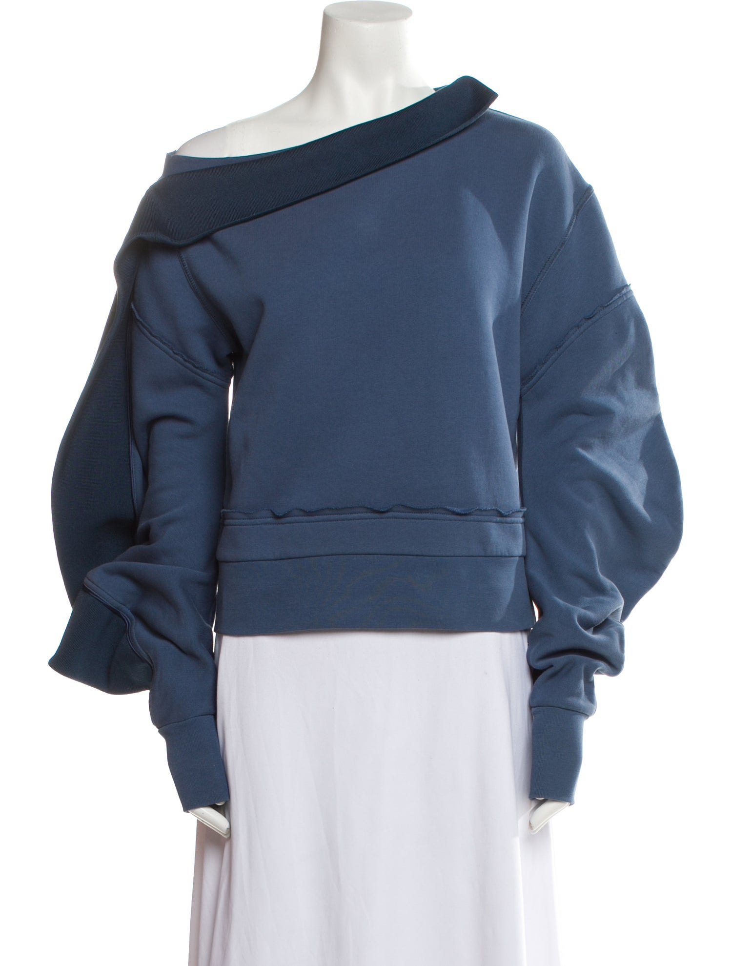 Burberry One-Shoulder Long Sleeve Sweatshirt - Blue Tops, Clothing ...