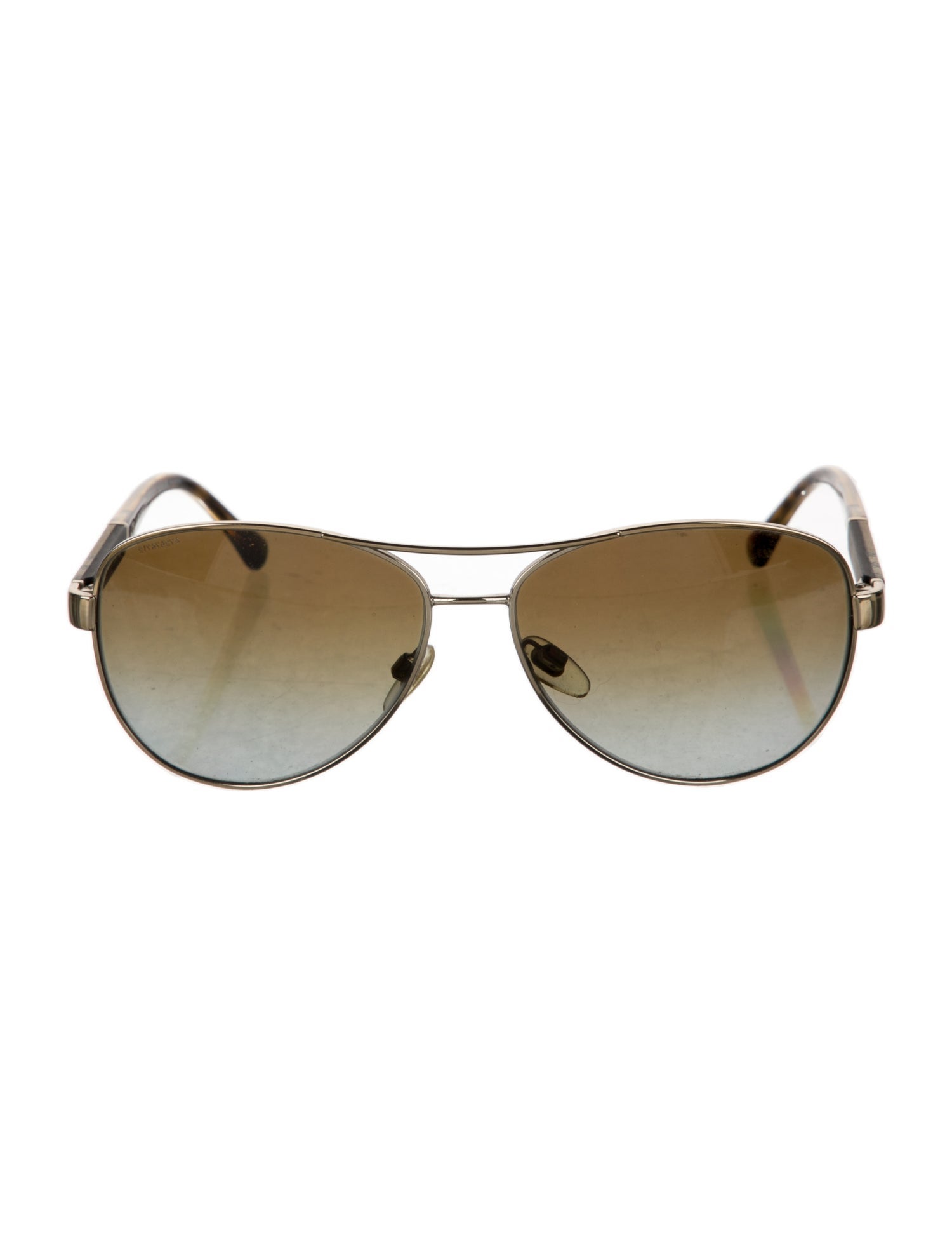 Burberry Nova Check Pattern Aviator Sunglasses