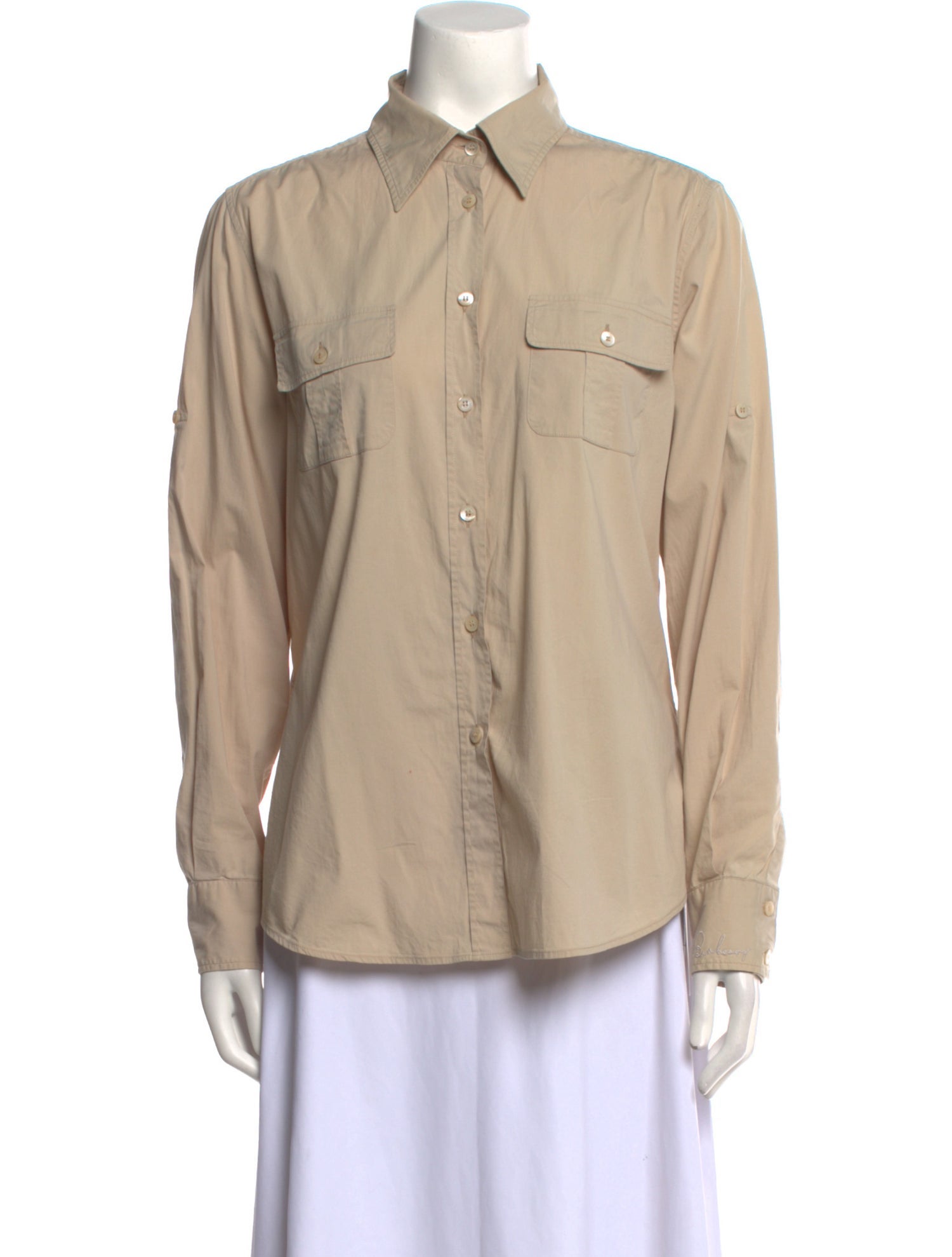 Burberry Long Sleeve Button-Up Top