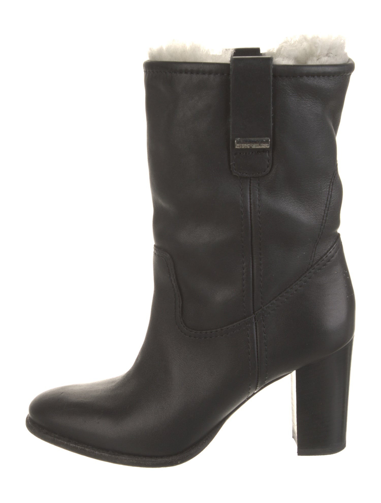 Burberry Leather Fur Trim Boots