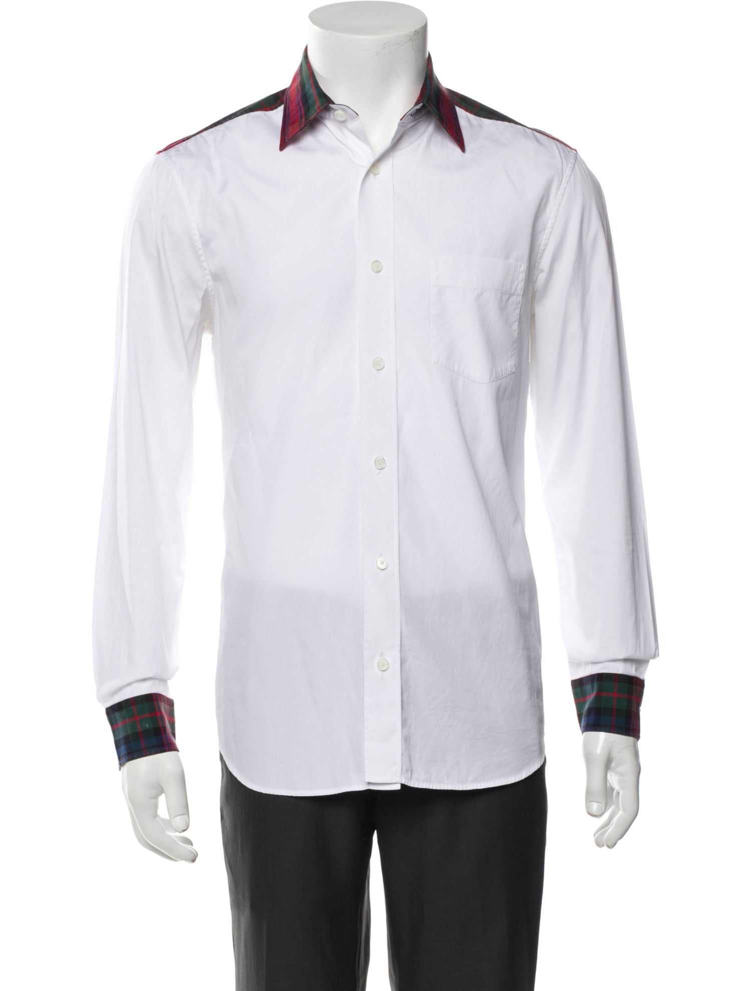 Burberry Plaid Print Long Sleeve Dress Shirt