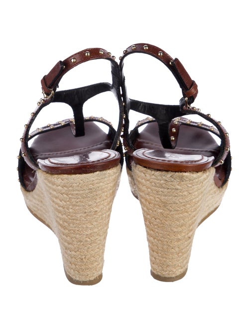 Burberry Nova Check Pattern Leather T-Strap Sandals