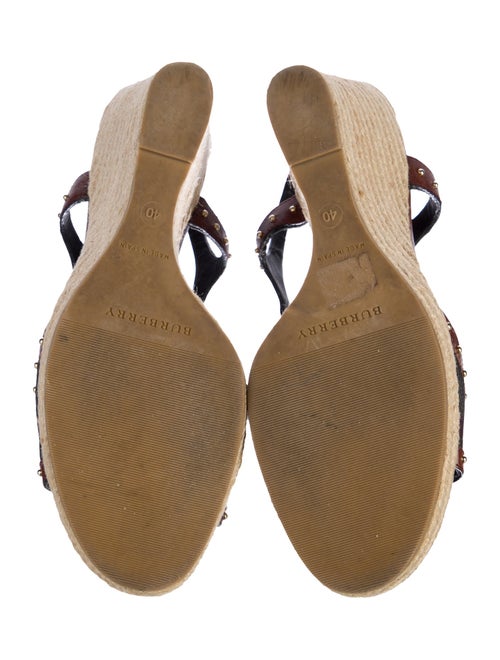 Burberry Nova Check Pattern Leather T-Strap Sandals