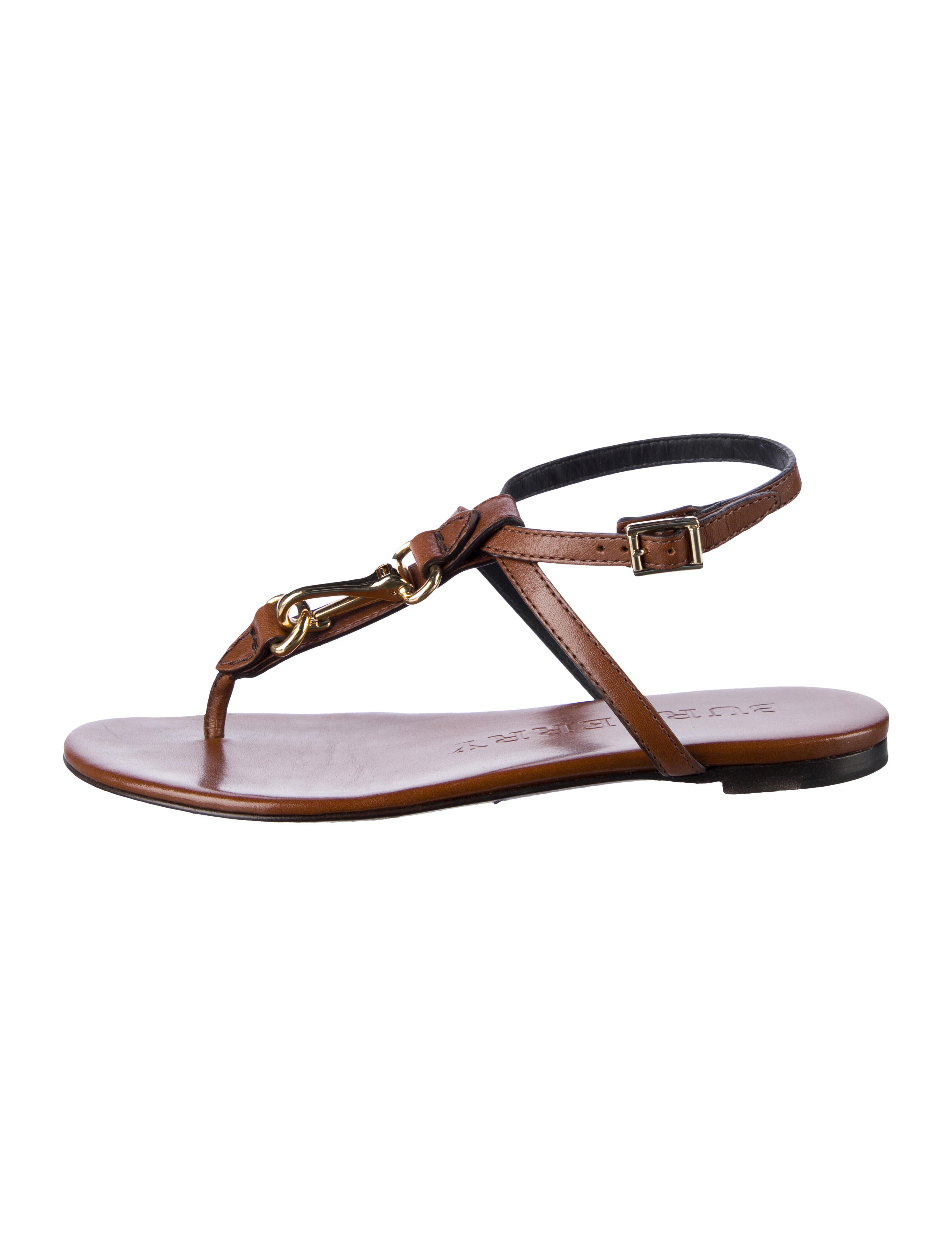 Burberry Leather T-Strap Sandals