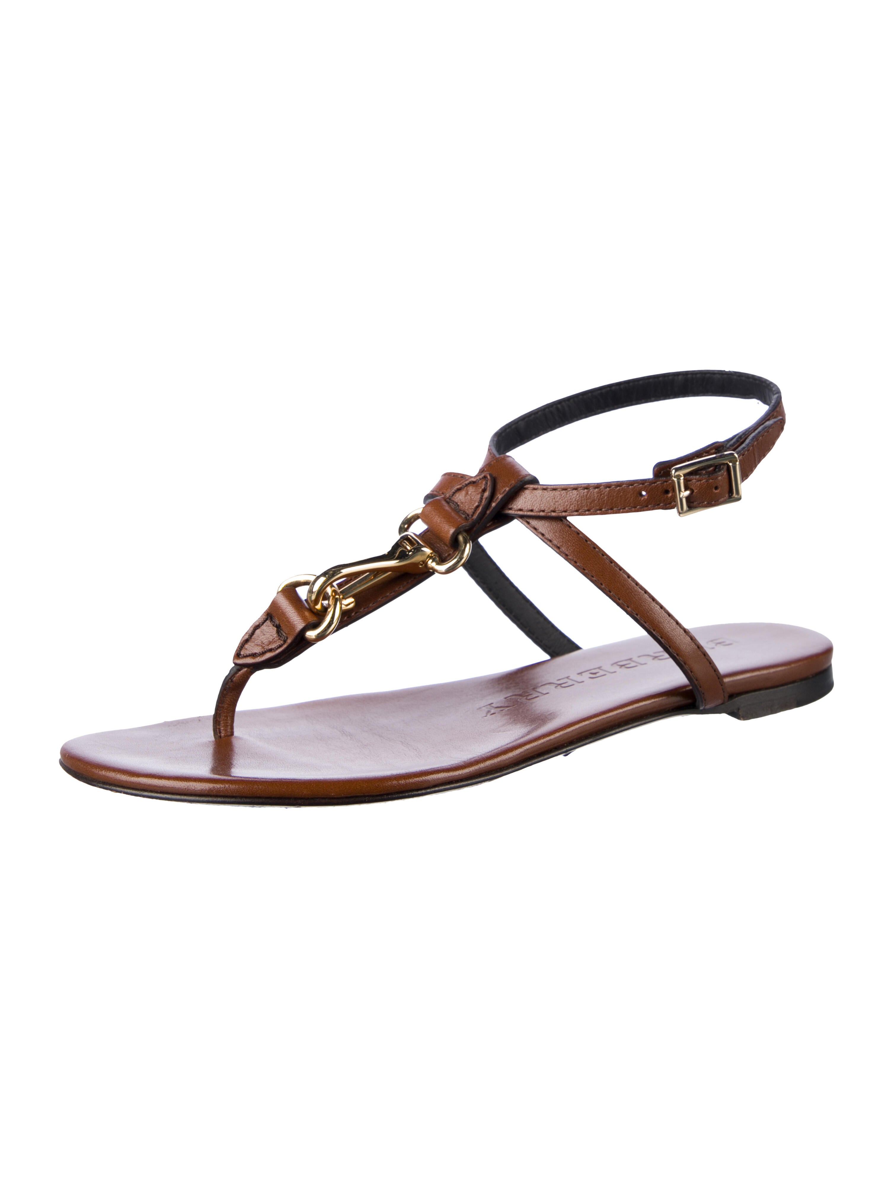 Burberry Leather T-Strap Sandals
