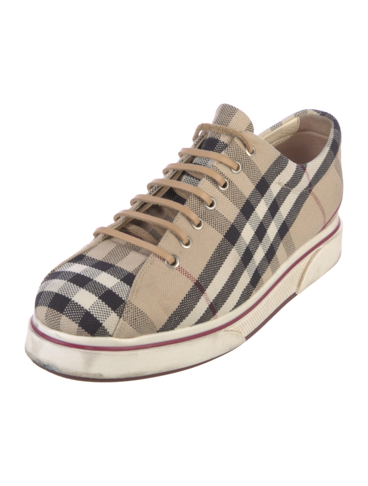 Burberry Canvas Plaid Print Sneakers