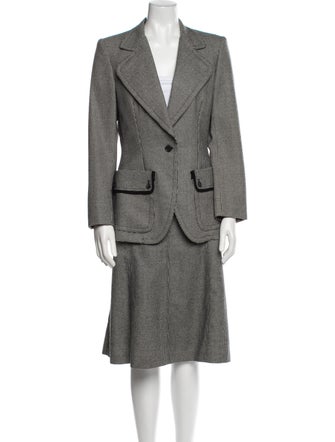 Burberry Prorsum Wool Houndstooth Print Skirt Suit