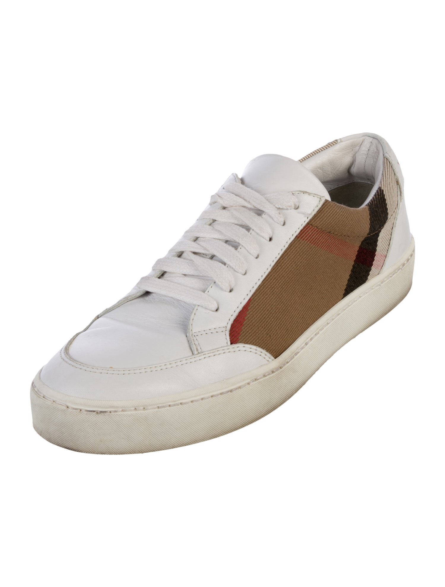 Burberry House Check Pattern Leather Sneakers
