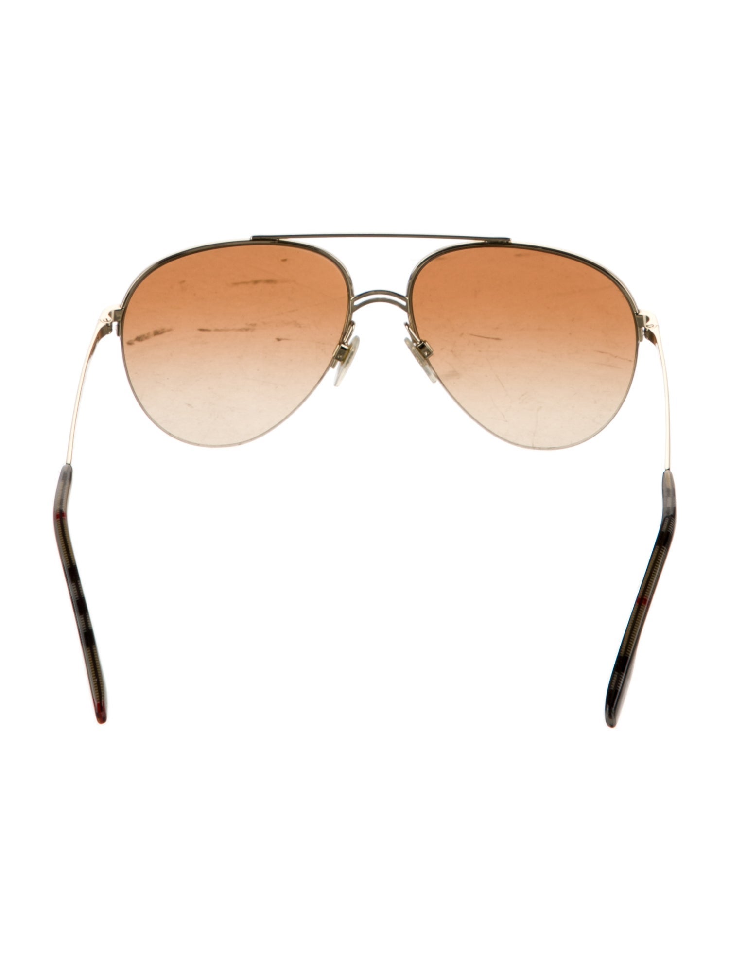 Burberry House Check Pattern Aviator Sunglasses