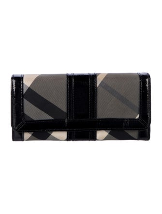 Burberry Nova Check Pattern Nylon Continental Wallet